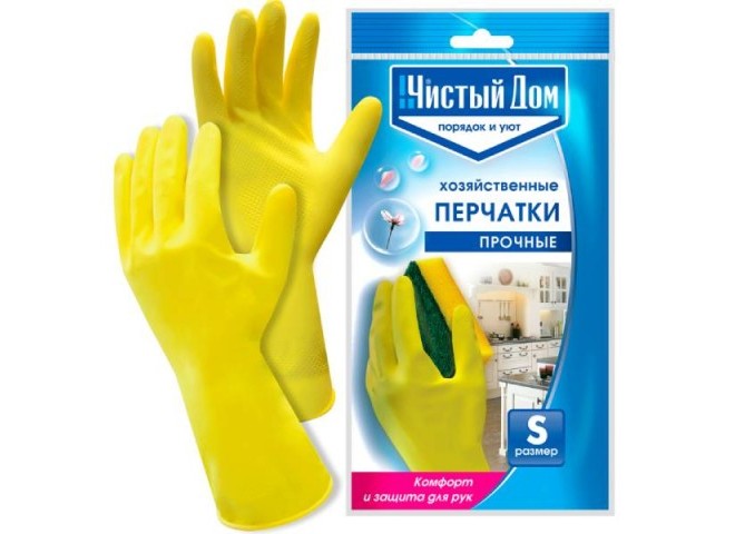 Чистый дом перчатки латексные хозяйственные S M L XL