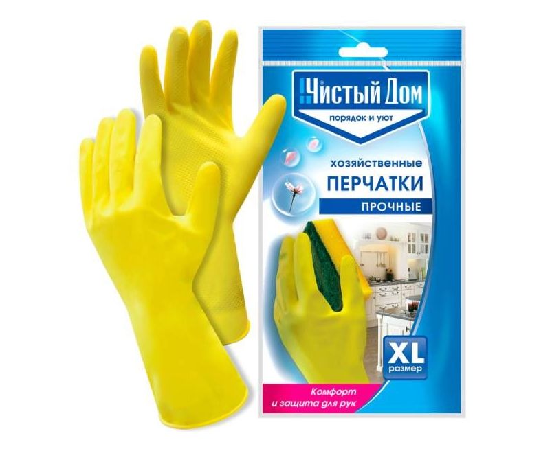Чистый дом перчатки латексные хозяйственные S M L XL