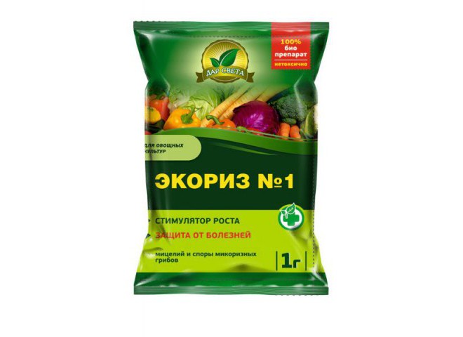 Экориз № 1 для овощных культур мицелий микоризных грибов пакет 1 гр